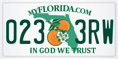 FL license plate 0233RW