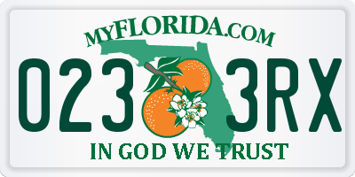 FL license plate 0233RX