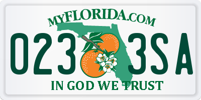 FL license plate 0233SA