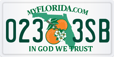 FL license plate 0233SB