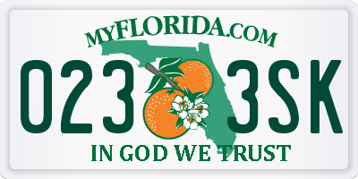 FL license plate 0233SK