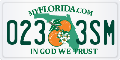 FL license plate 0233SM