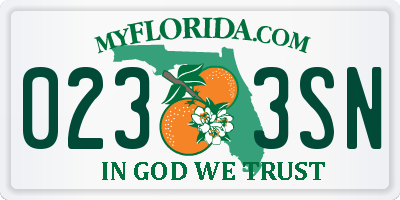 FL license plate 0233SN