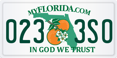 FL license plate 0233SO