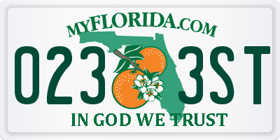 FL license plate 0233ST