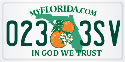 FL license plate 0233SV
