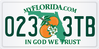FL license plate 0233TB