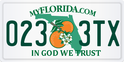 FL license plate 0233TX