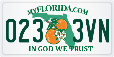 FL license plate 0233VN
