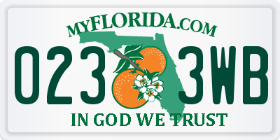 FL license plate 0233WB