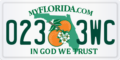 FL license plate 0233WC