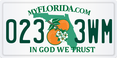 FL license plate 0233WM