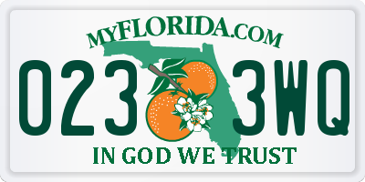 FL license plate 0233WQ
