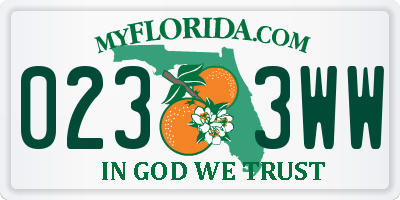 FL license plate 0233WW