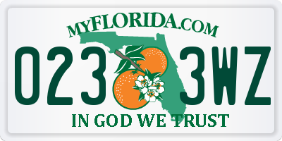 FL license plate 0233WZ