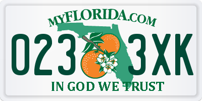 FL license plate 0233XK