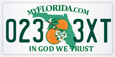 FL license plate 0233XT