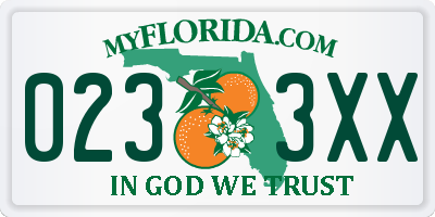 FL license plate 0233XX