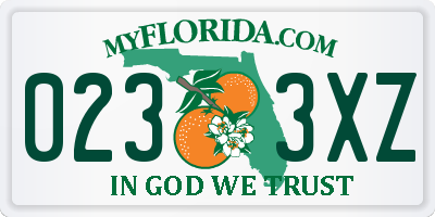 FL license plate 0233XZ