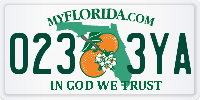 FL license plate 0233YA