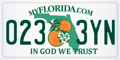 FL license plate 0233YN