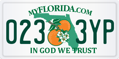 FL license plate 0233YP