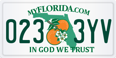 FL license plate 0233YV