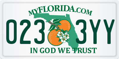 FL license plate 0233YY