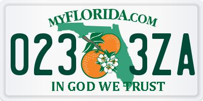 FL license plate 0233ZA