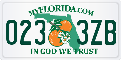 FL license plate 0233ZB