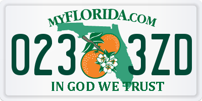 FL license plate 0233ZD
