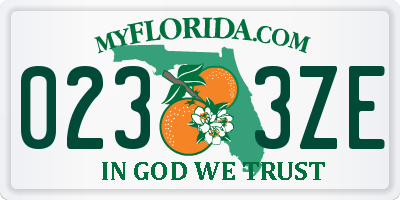 FL license plate 0233ZE