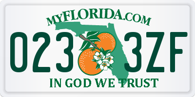 FL license plate 0233ZF