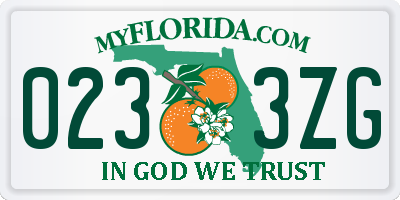FL license plate 0233ZG