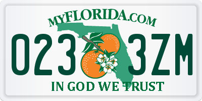 FL license plate 0233ZM