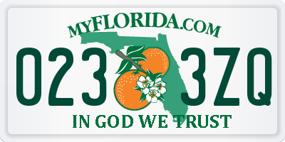 FL license plate 0233ZQ