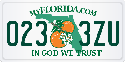 FL license plate 0233ZU