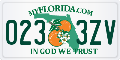 FL license plate 0233ZV