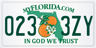 FL license plate 0233ZY