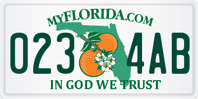 FL license plate 0234AB