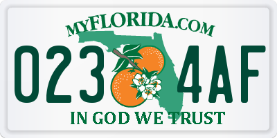FL license plate 0234AF