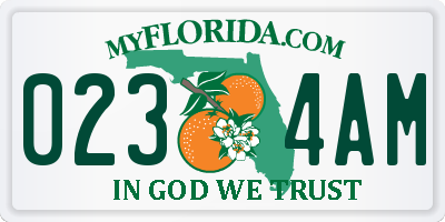 FL license plate 0234AM
