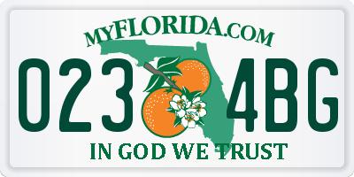 FL license plate 0234BG