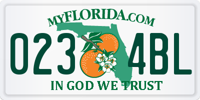 FL license plate 0234BL