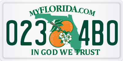 FL license plate 0234BO