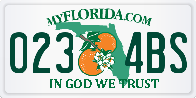 FL license plate 0234BS