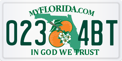 FL license plate 0234BT