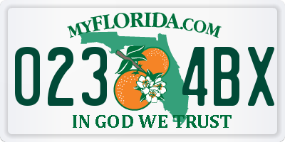 FL license plate 0234BX