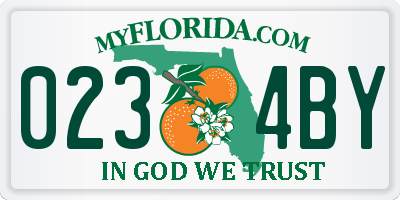 FL license plate 0234BY