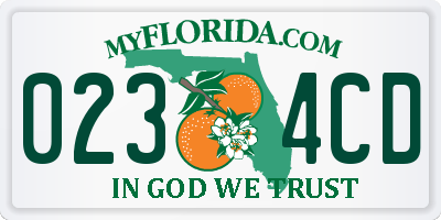 FL license plate 0234CD